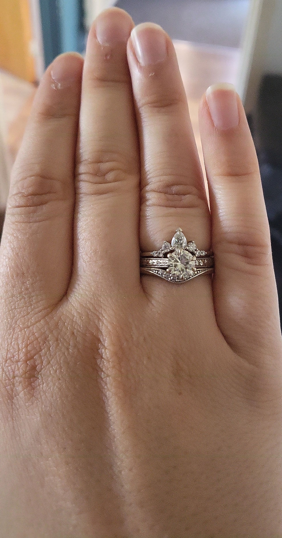 Thumbnail: Studiodragonfly19 Memorial Ash Minimalist Gold Pear Moissanite Ring/Memo