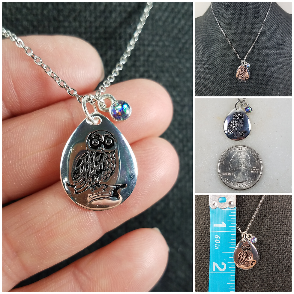 Thumbnail: Sterling Silver Owl Cremation Ash Charm Necklace 