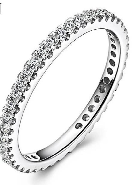 Thumbnail: Studiodragonfly19 10k White Gold,Yellow or Rose Moissanite Eternity 1.5mm Band