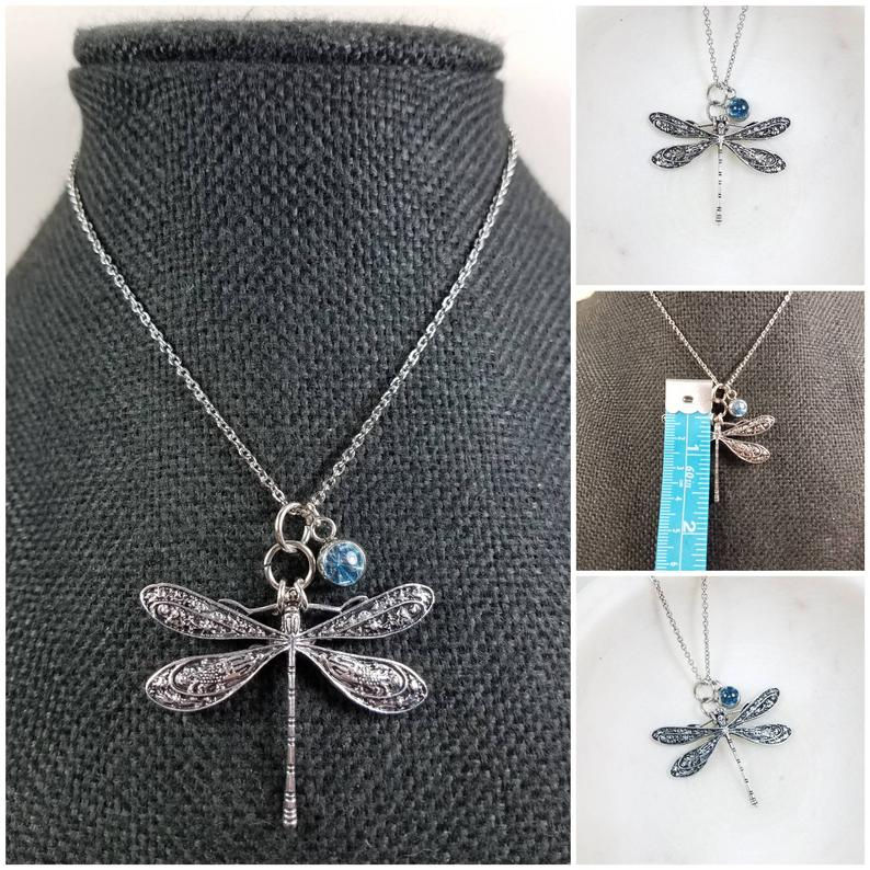 Thumbnail: Studiodragonfly19 Memorial Ash Dragonfly Swarovski Cremation Pendant/Memorial As