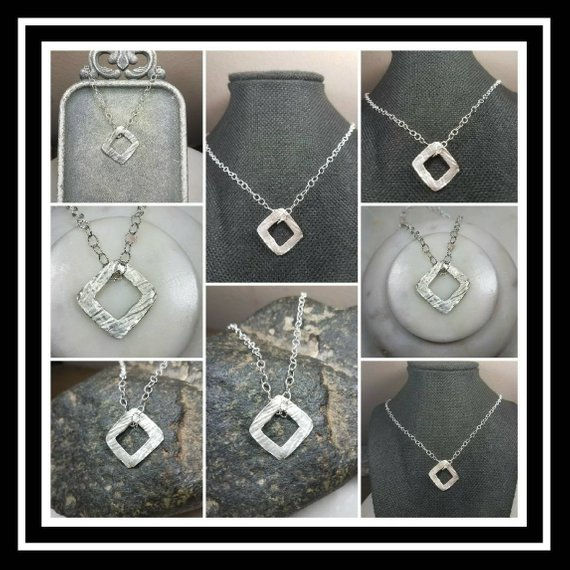 Thumbnail: Square Memorial Ash Pendant Necklace