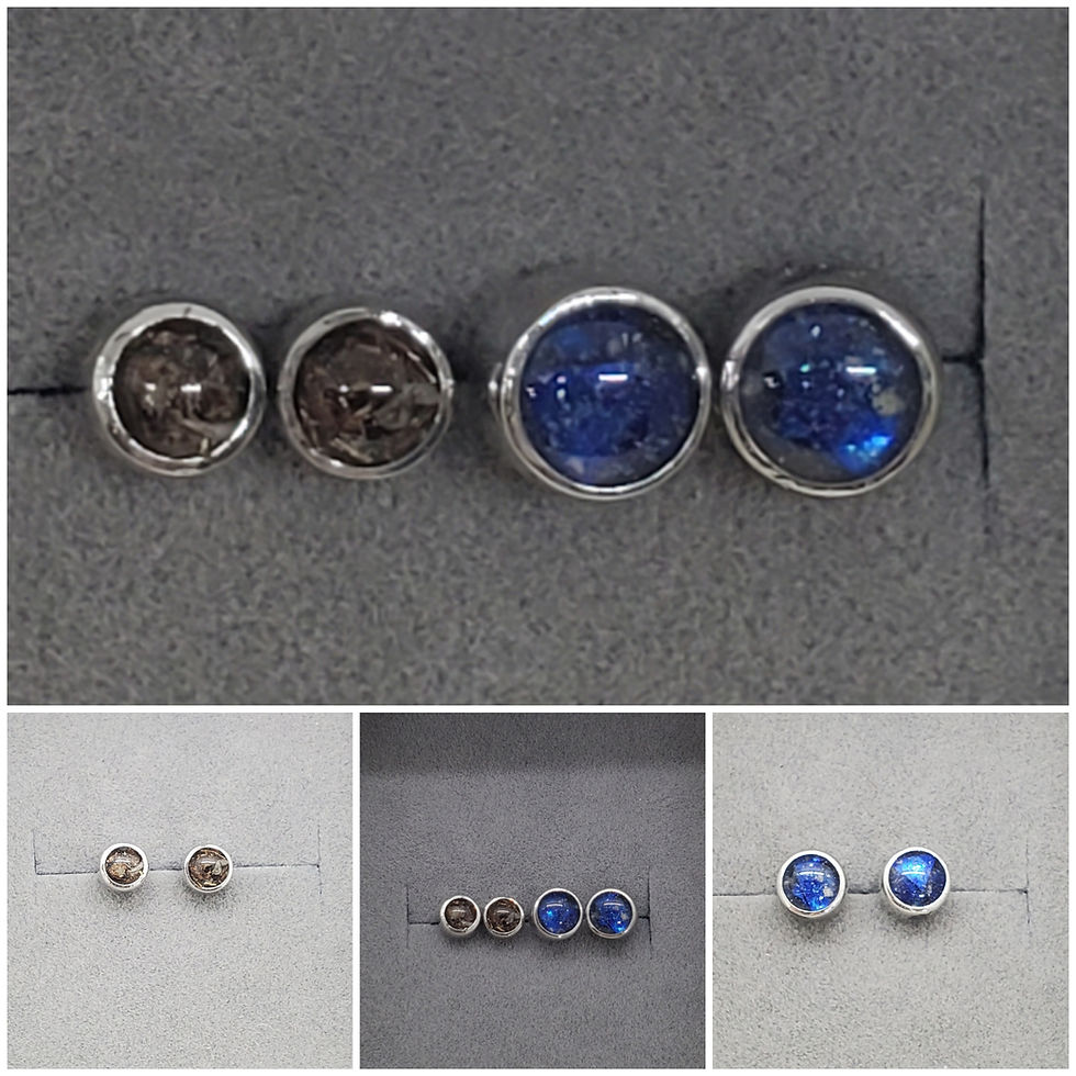 Thumbnail: Memorial Cremation Ash Sterling Silver Screw Back Earrings/Cremation Earrings