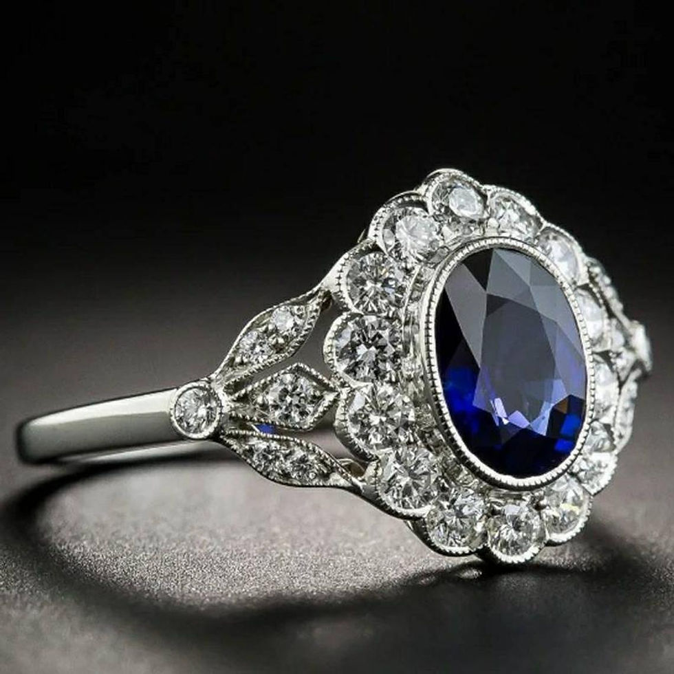Thumbnail: Studiodragonfly19 Memorial Ash 10k Gold Sapphire Diamond Ring/Memorial A