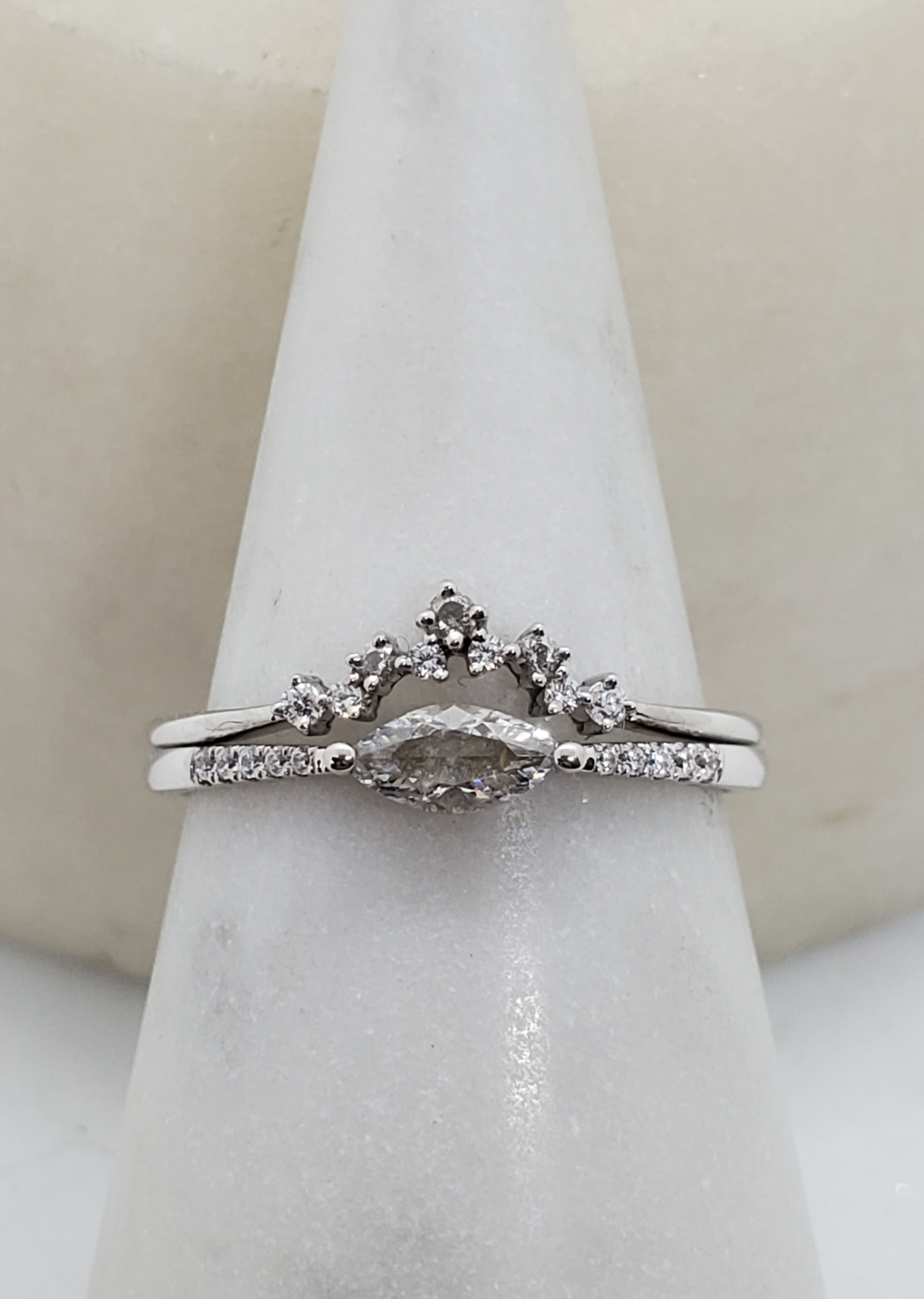 Studiodragonfly19 Memorial Ash Minimalist 10k Gold Marquis Diamonds