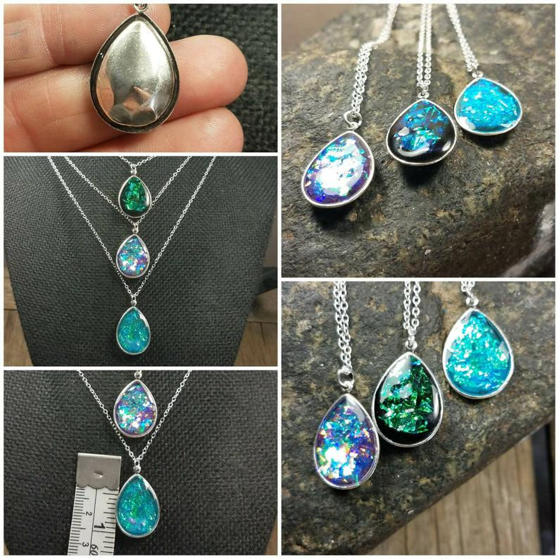 Thumbnail: Memorial Silver Pear Ash Pendant/Memorial Ash Jewelry/ Pet Memorial Ash Pendant/