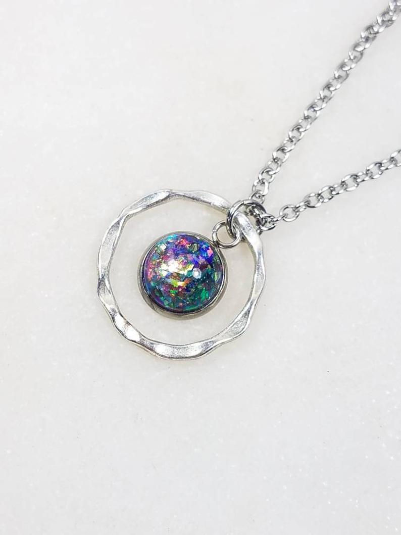 Thumbnail: Memorial Ash Silver Plated Round Pendant Necklace /Cremation Necklace/Pet Ash Me