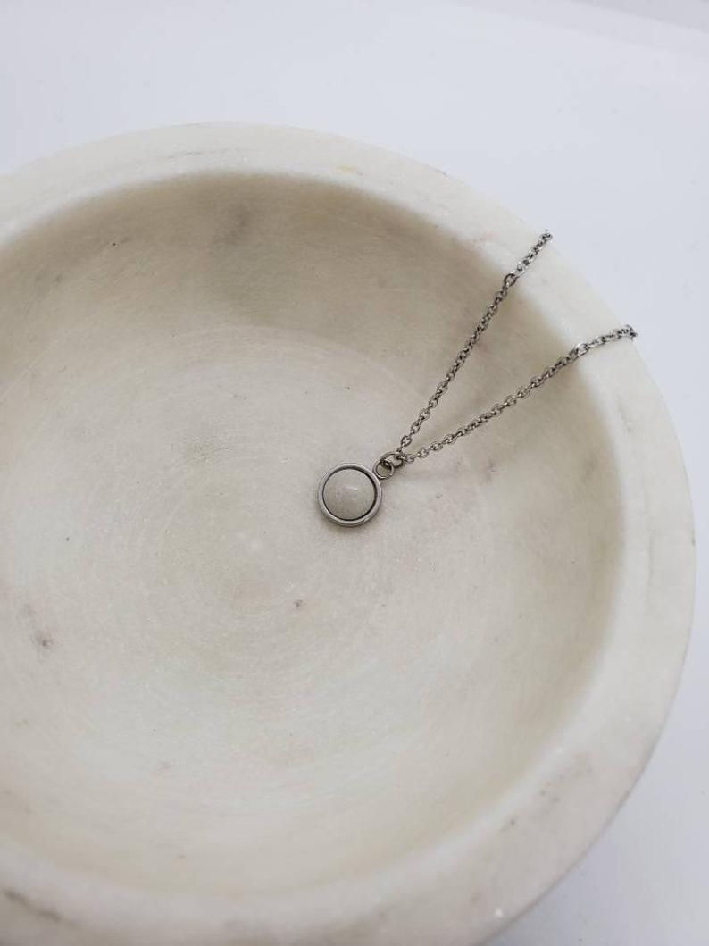 Thumbnail: Memorial Ash Concrete Round Stone Necklace/Cremation Necklace/Pet Memorial