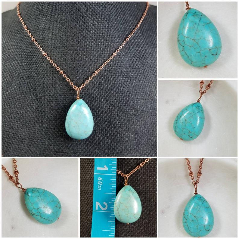 Thumbnail: Studiodragonfly19 Cremation Turquoise Stone Memorial Ash Pendant/Memorial Ash Je