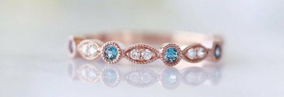 Thumbnail: Studiodragonfly19 Memorial Ash Gold Milgrain London Topaz Diamond Band/Memori