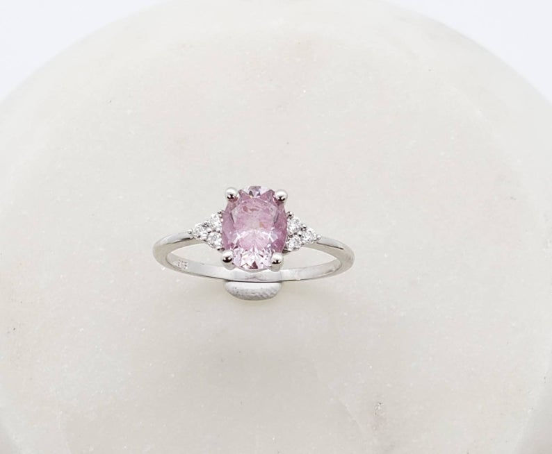 Thumbnail:  Memorial Ash Minimalist 10k Gold CZ Oval Ring/ Memor