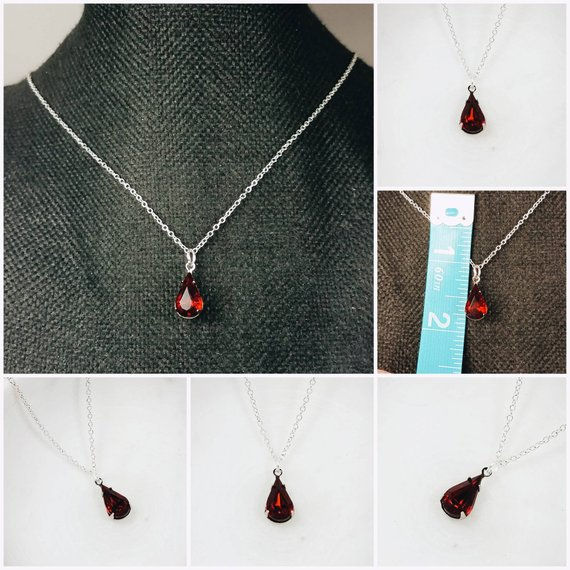 Thumbnail: Studiodragonfly19 Cremation Vintage Garnet Drop Glass Stone Memorial Ash Pendant