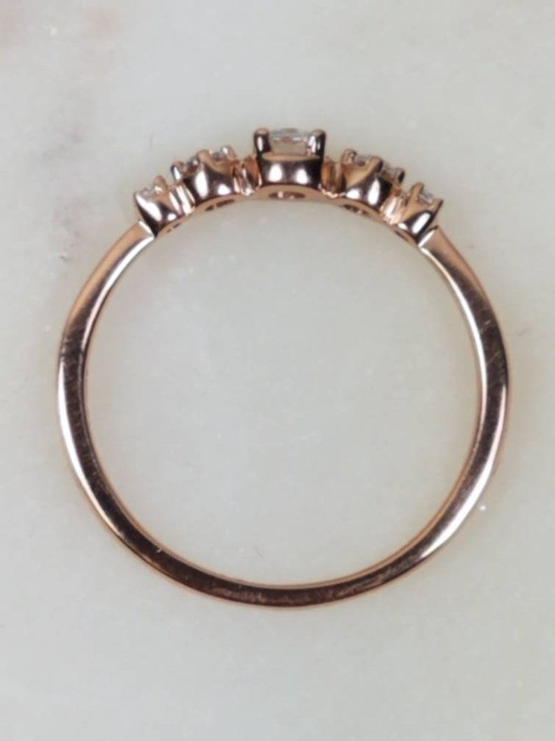 Thumbnail: Studiodragonfly 19 Memorial Cremation Ash Minimalist 10k Gold 5 Stone Round Diam