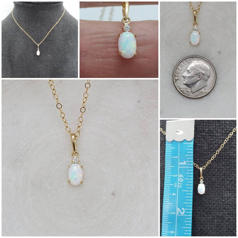 Thumbnail: Studiodragonfly19 Memorial Ash 14k Yellow Gold Cremation Opal Pendant/Memorial