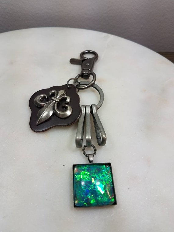 Thumbnail: Memorial Ash Fleur de Lis Keychain