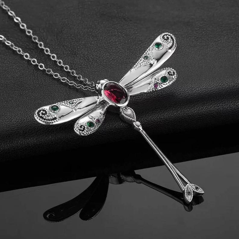 Thumbnail: Studiodragonfly19 Gem Stone Memorial Ash Sterling Silver Dragonfly Cremation Cry
