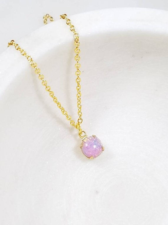 Thumbnail: Studiodragonfly19 Cremation Vintage Opal Glass Stone Memorial Ash Necklace
