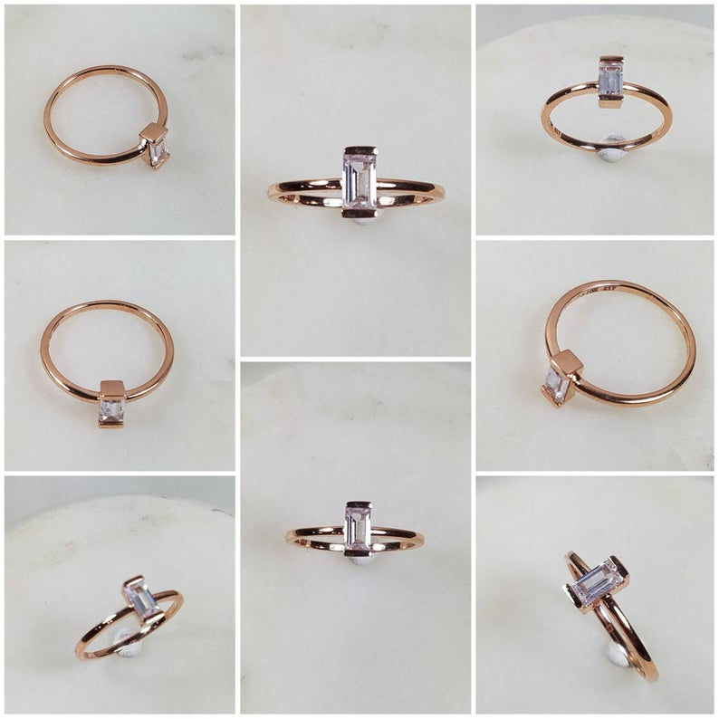 Thumbnail:  Studiodragonfly19 Memorial Ash Minimalist Sterling Silver Diamond Baguette 