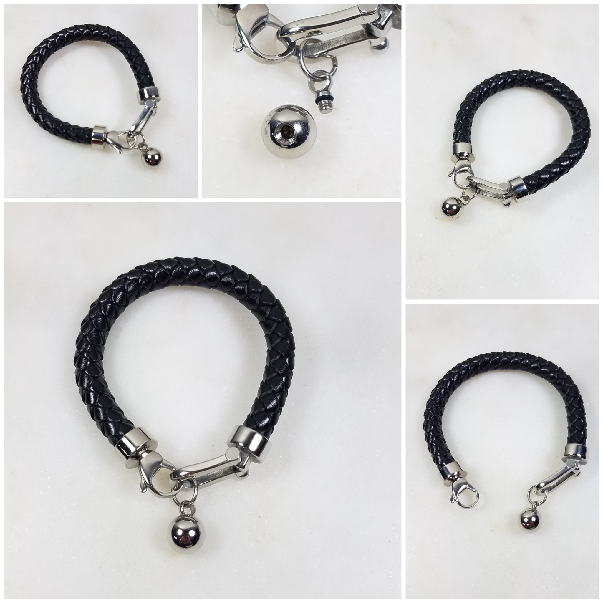 Memorial Urn Stainless Steel Leather Sphere Urn