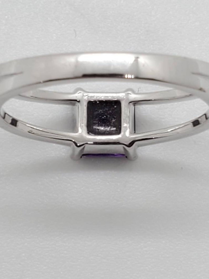 Thumbnail: Studiodragonfly19 Memorial Ash Minimalist 10k Gold Princess Cut Amethyst