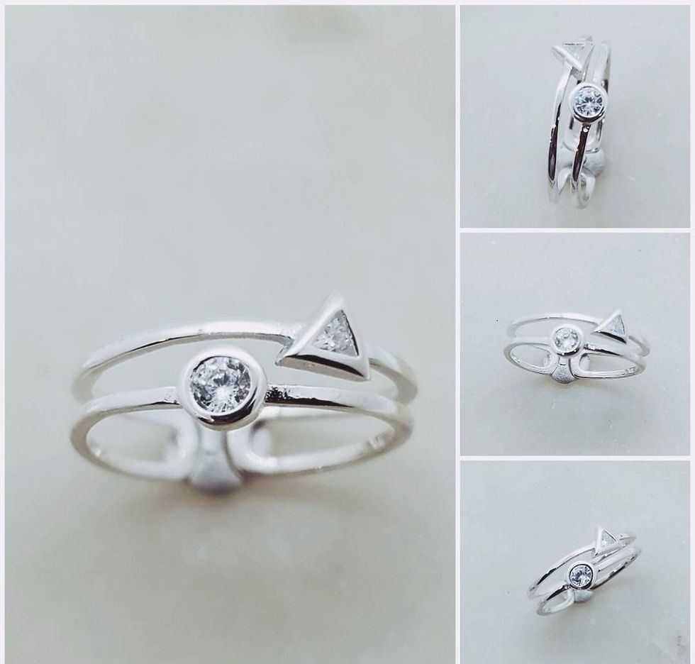 Thumbnail: Studiodragonfly19 Sterling Silver Cubic Zirconia Double Band Ring