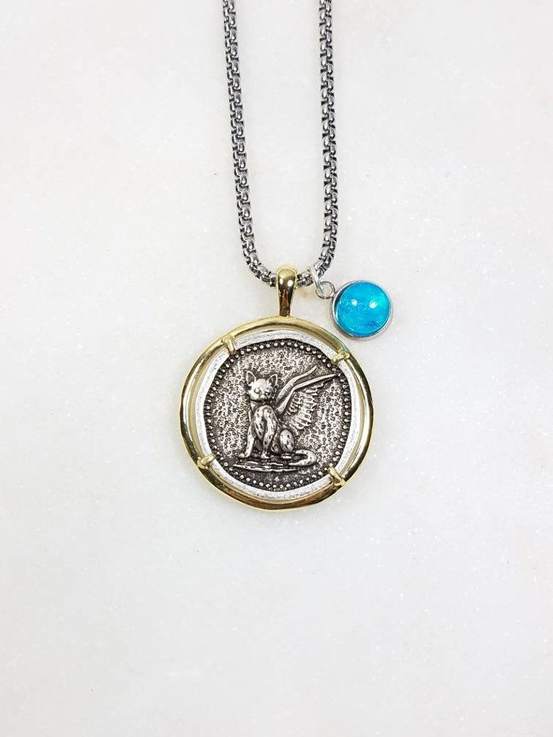 Thumbnail: Memorial Ash Silver Plated Angel Kitty Pendant Necklace /Cremation Necklace/Pet