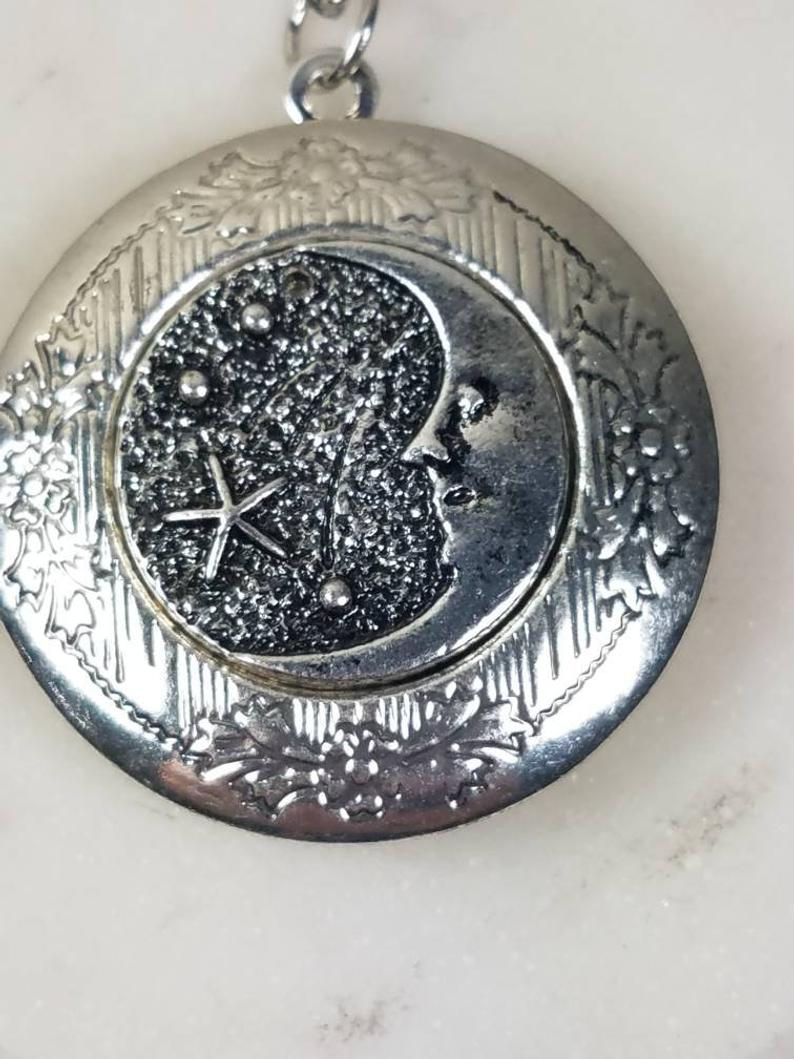 Memorial Ash Moon Locket Pendant Necklace/Cremation Pendant/Pet Memorial Jewelry