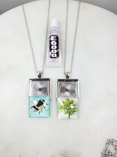 Thumbnail: DYI Memorial Ash Cremation Tree or Bumblebee Photo Glass Pendant Necklace