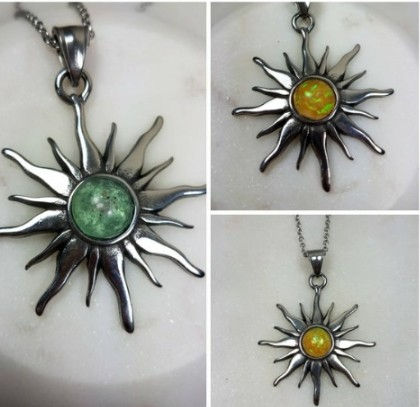 Thumbnail: Memorial Cremation Stainless Steel Sun Pendant Necklace 