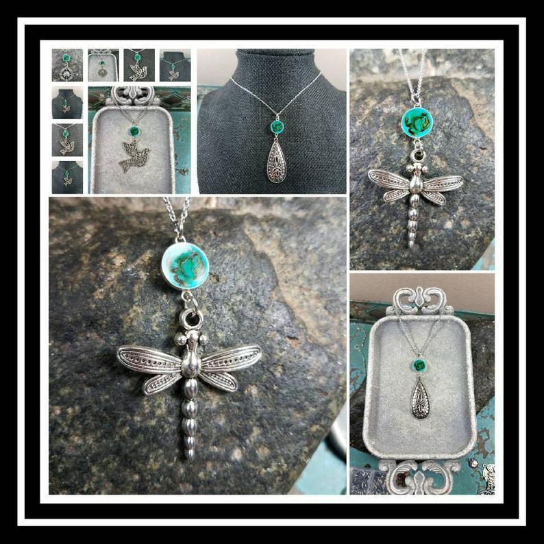 Thumbnail: Memorial Ash Pendant Necklace/Cremation Jewelry/80+ colors/15 Charms Style Optio