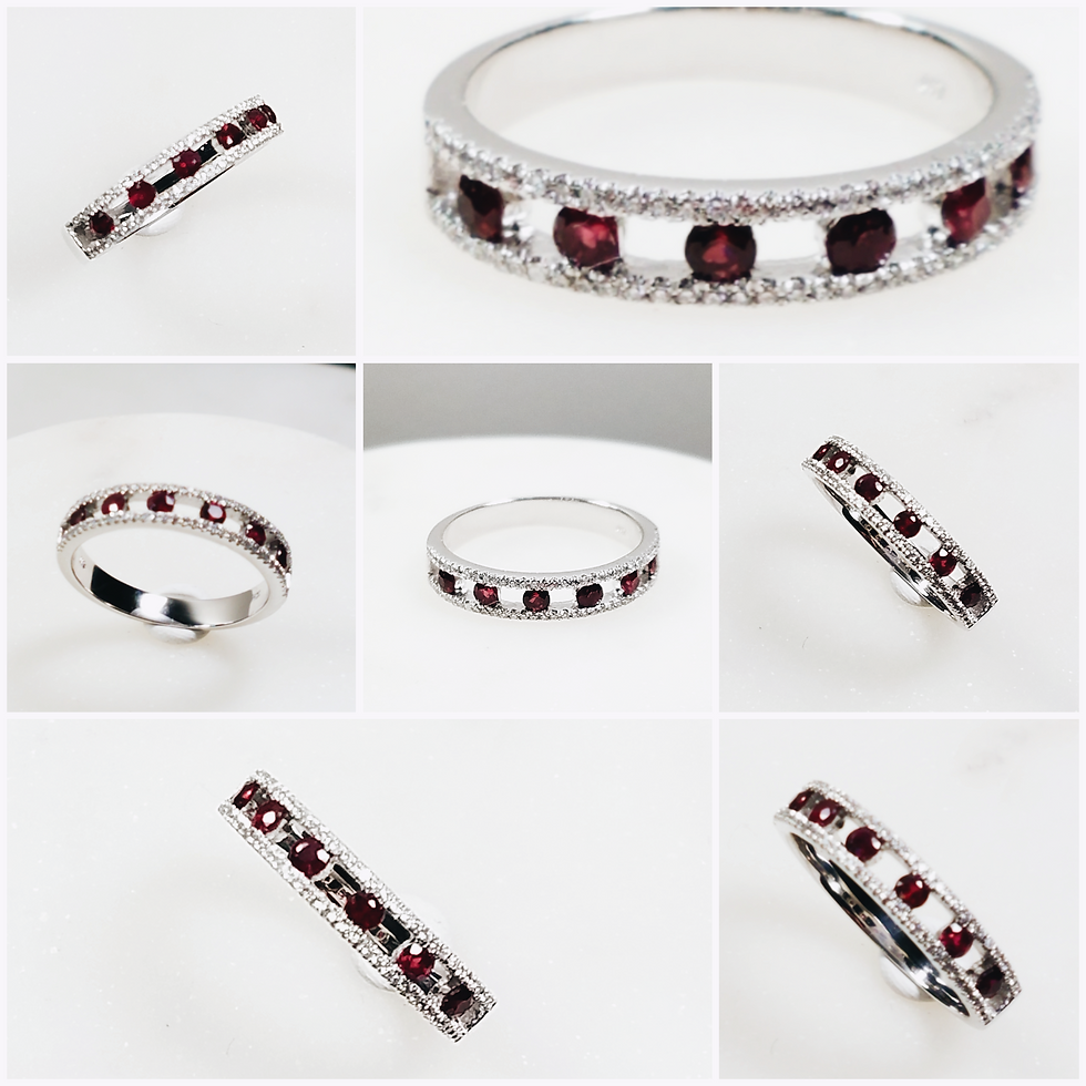 Thumbnail: Studiodragonfly19 10k White,Yellow,Rose Gold Diamond and Ruby Sapphire Ring