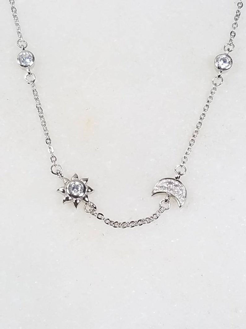 Thumbnail: Studiodragonfly19 CZ Gem Stone Memorial Ash Sterling Silver Cremation Moon Star