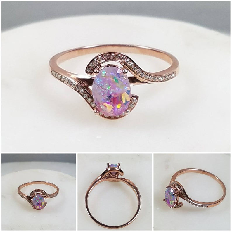 Thumbnail: Memorial Ash Cremation Oval Rose Gold Ring/Memorial Ash JewelryPet Memorial Jewe