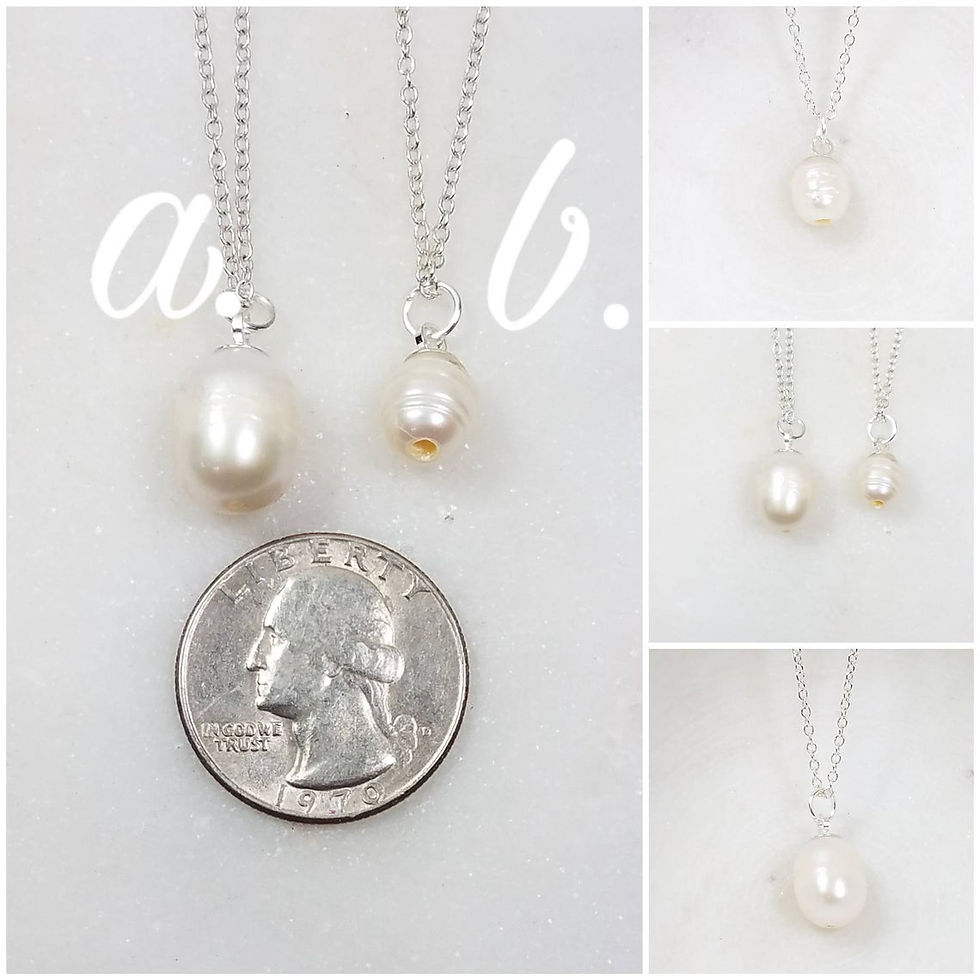 Thumbnail: Studiodragonfly19 Cremation Fresh Water Pearl Memorial Ash Pendant/Memorial Ash