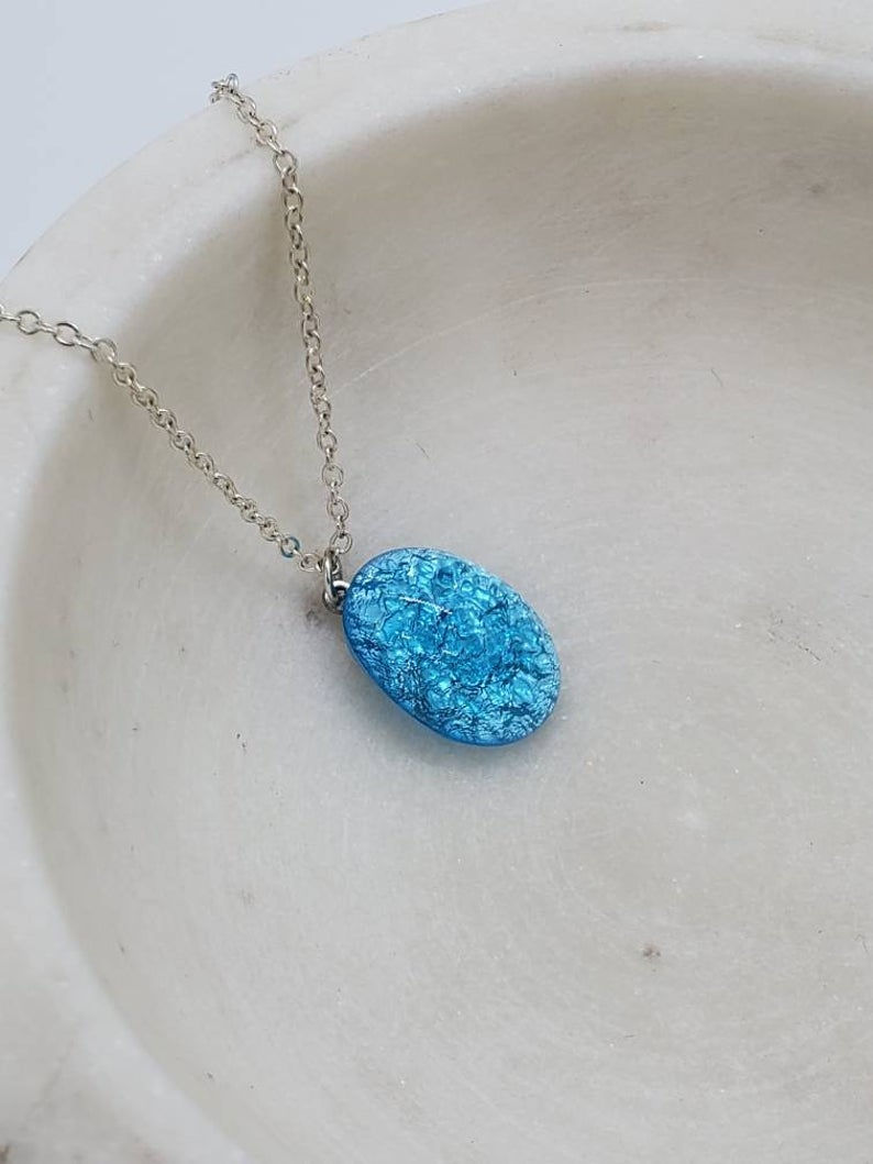Thumbnail: Studiodragonfly19 Cremation Czech Opal Glass Stone Memorial Ash Necklace