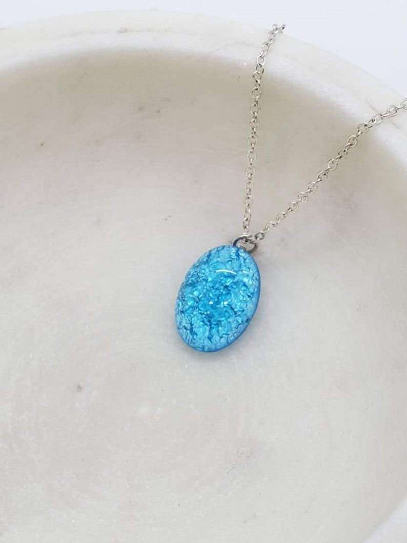 Thumbnail: Studiodragonfly19 Cremation Czech Opal Glass Stone Memorial Ash Necklace