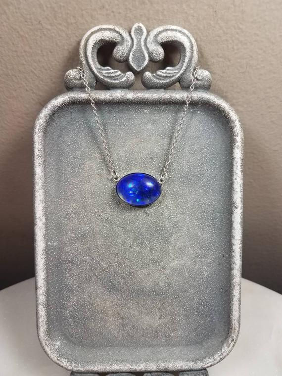 Thumbnail: Memorial Ash Sterling Silver Oval Pendant Necklace
