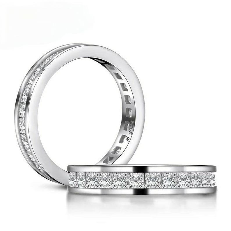 Thumbnail: Studiodragon19 Eternity Princess Cut Sterling Silver Band Ring/Memorial Ash