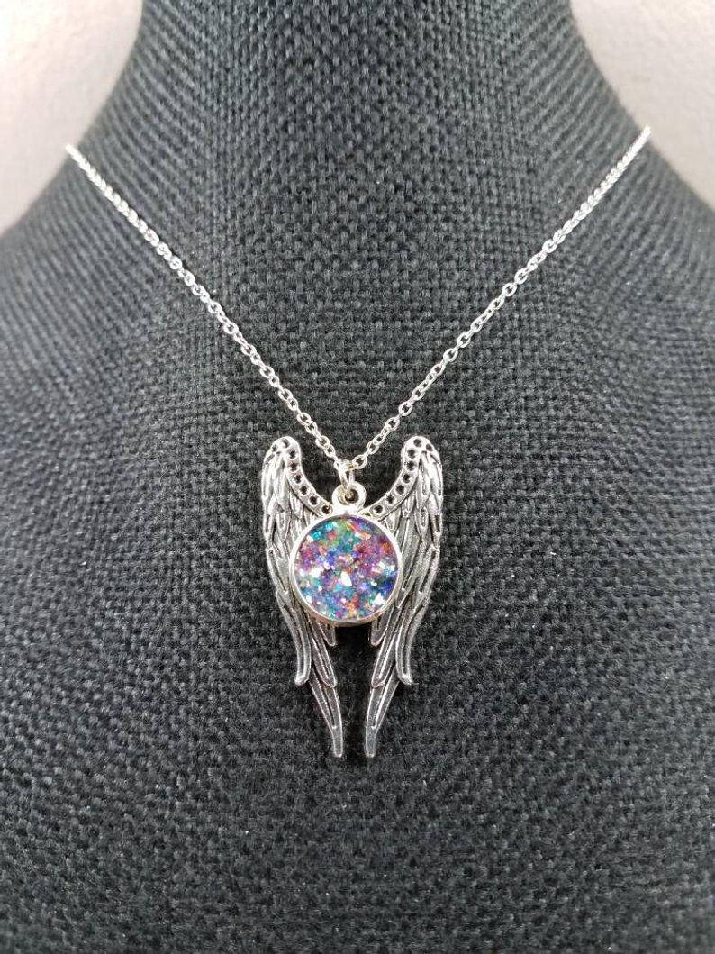 Thumbnail: Memorial Ash Wing Pendant Charm Memorial Jewelry/ Ash Necklace/Pet Memorial/ Cre