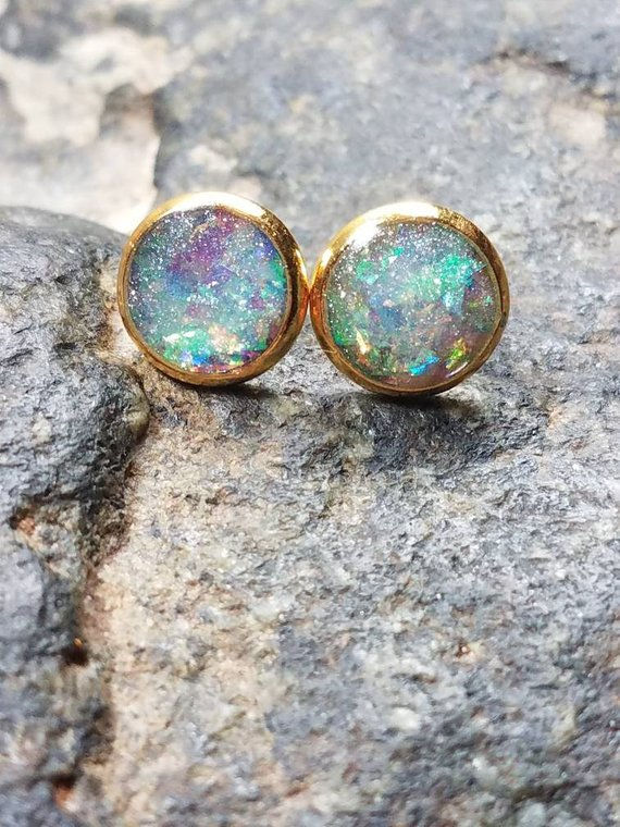 Thumbnail: 14k Gold Filled 8mm Memorial Ash Earrings
