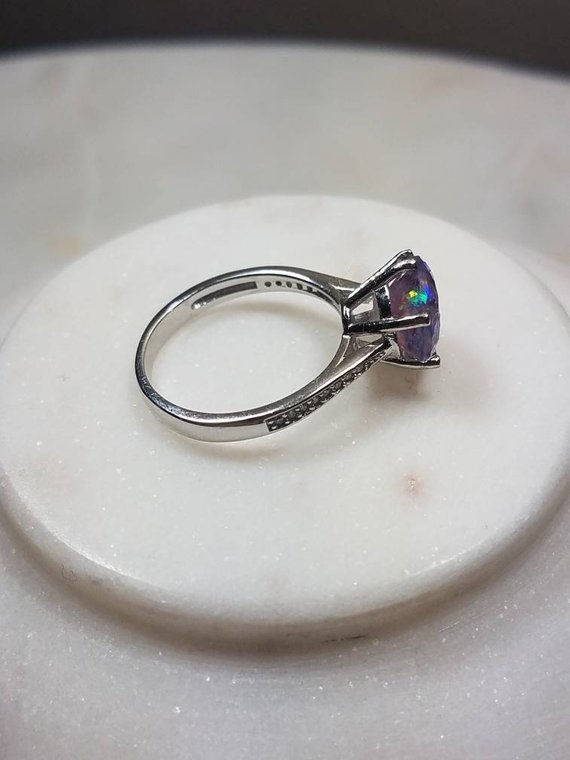 Thumbnail: Memorial Ash Round Sterling Silver Cubic Zirconia Cremation Ring