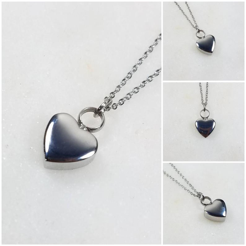 Thumbnail: Stainless Steel Memorial Ash Heart Urn Necklace/ Pet Urn/ Cremation Necklace Pen