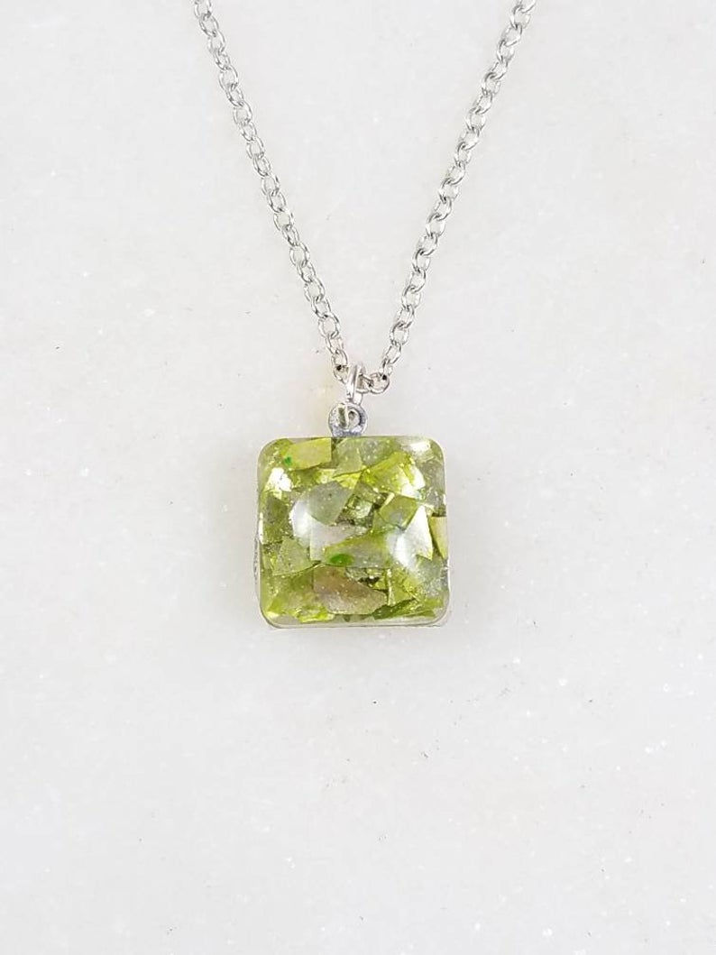 Thumbnail: Memorial Cremation Square Ash Pendant Necklace/ Pet Memorial/ Cremation Jewelry/