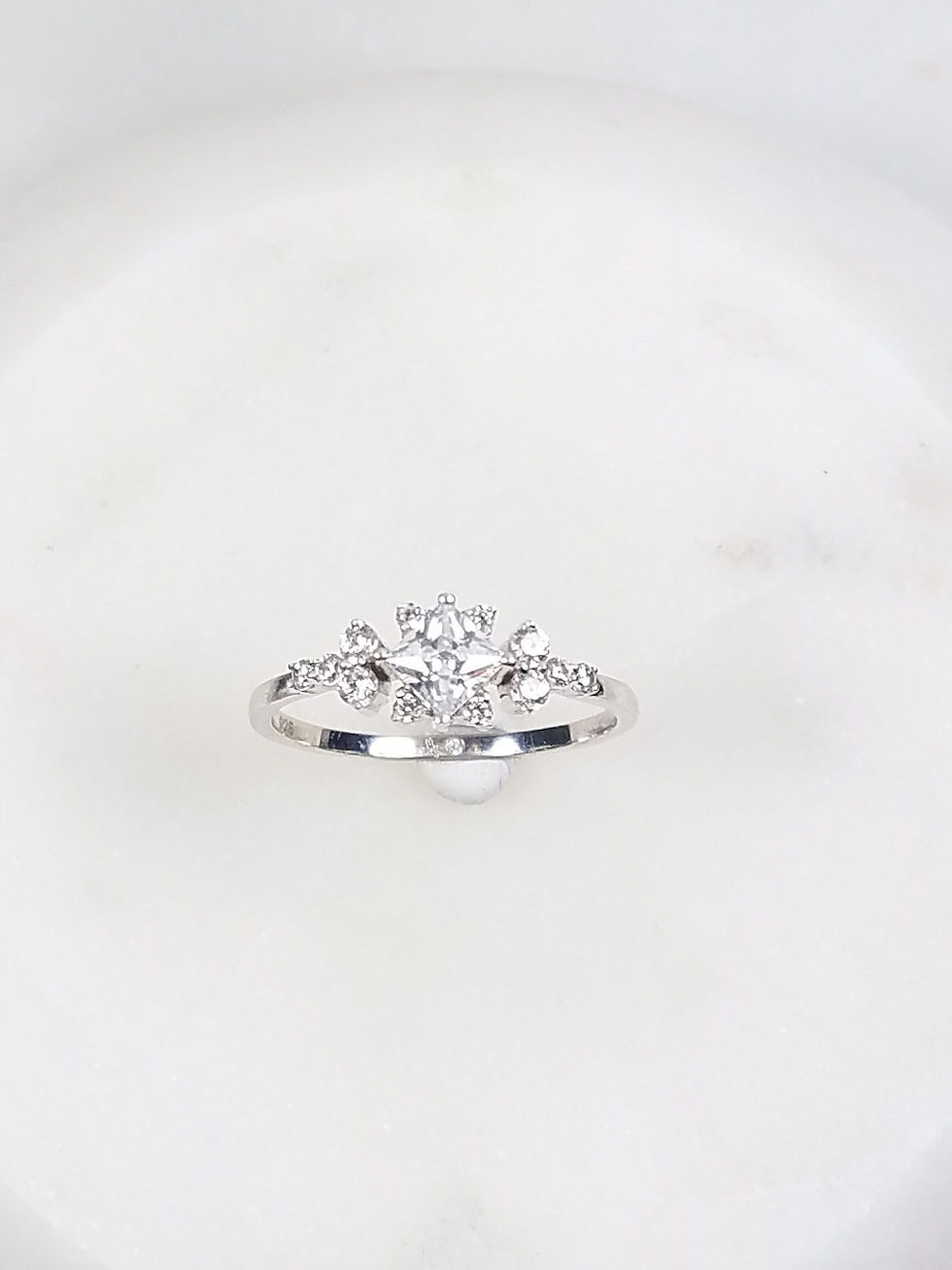 Thumbnail: Studiodragonfly19  Minimalist Sterling S Princess Cut CZ Bezel Ring