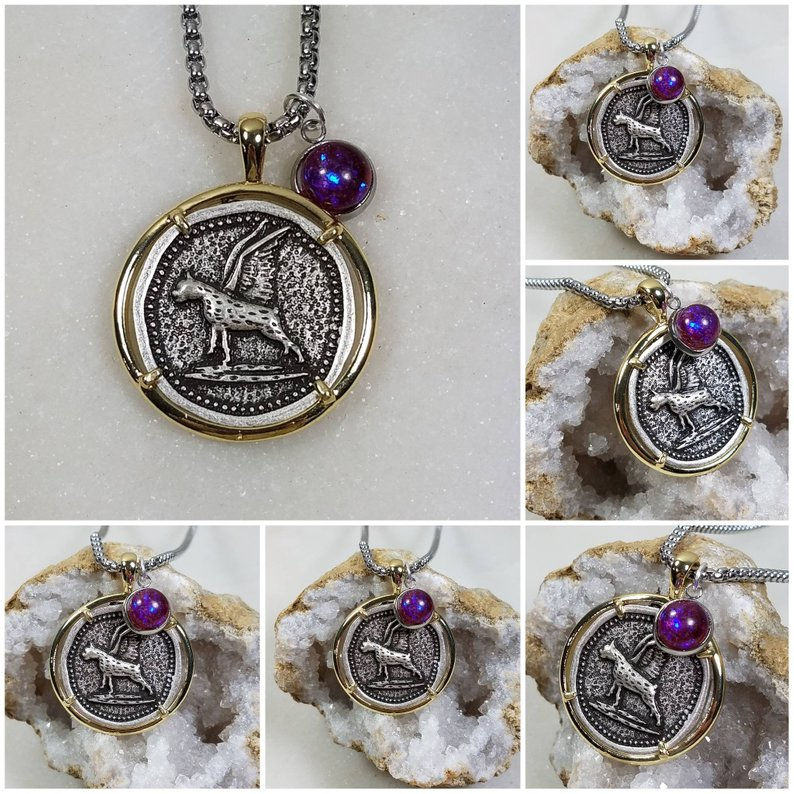 Thumbnail: Memorial Ash Silver Plated Angel Boston Bull Terrier Pendant Necklace /Cremation