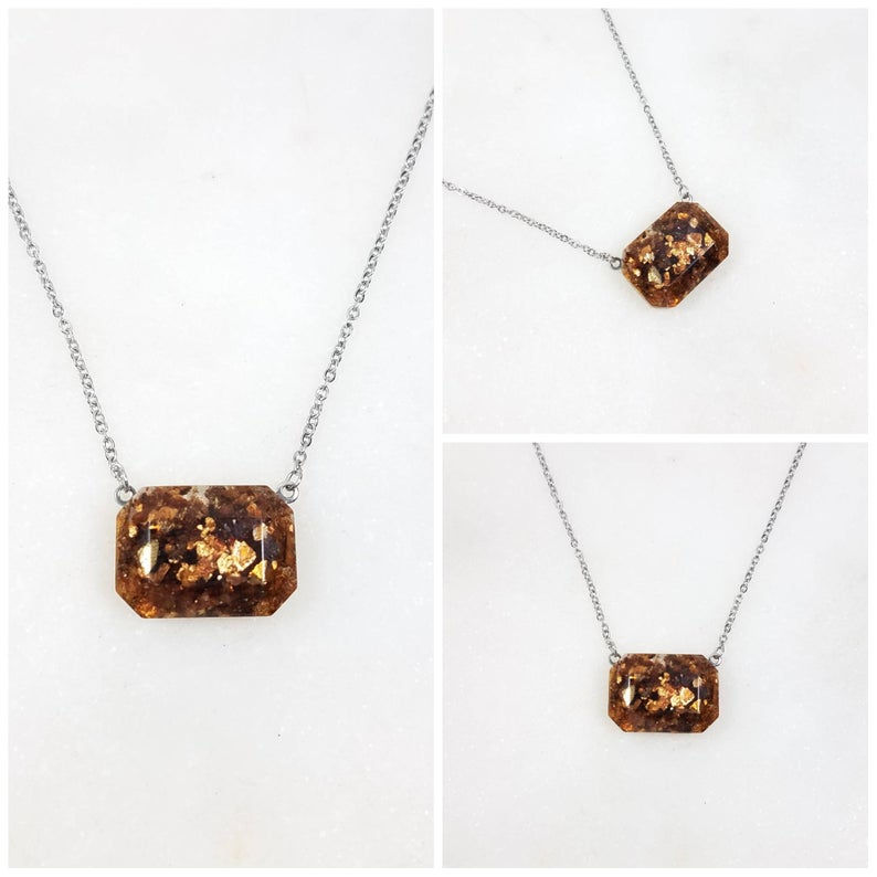 Thumbnail: Memorial Cremation Faceted Ash Pendant Necklace/ Pet Memorial/ Cremation Jewelry