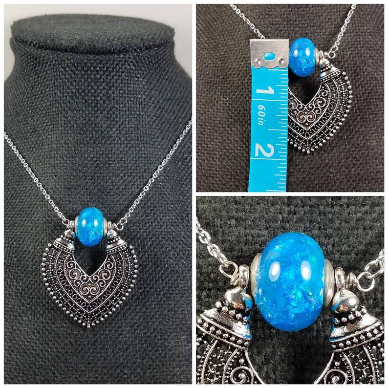 Thumbnail: Memorial Ash Moroccan Pendant Necklace / Cremation Necklace/ Memorial Ash Neckla