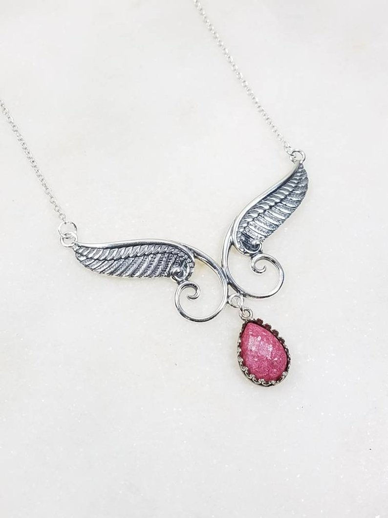 Thumbnail: Memorial Ash Sterling Silver Angel Wing Necklace/Cremation Pendant/Pet Memorial