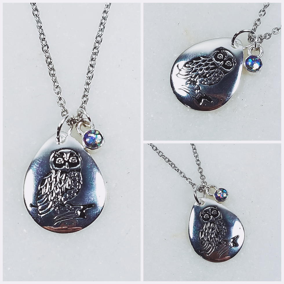 Thumbnail: Sterling Silver Owl Cremation Ash Charm Necklace 