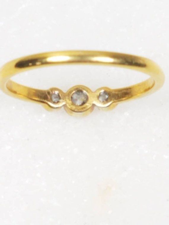 Thumbnail: Studiodragonfly 19 Memorial Cremation Ash Minimalist 10k Gold Moissanite Triple 