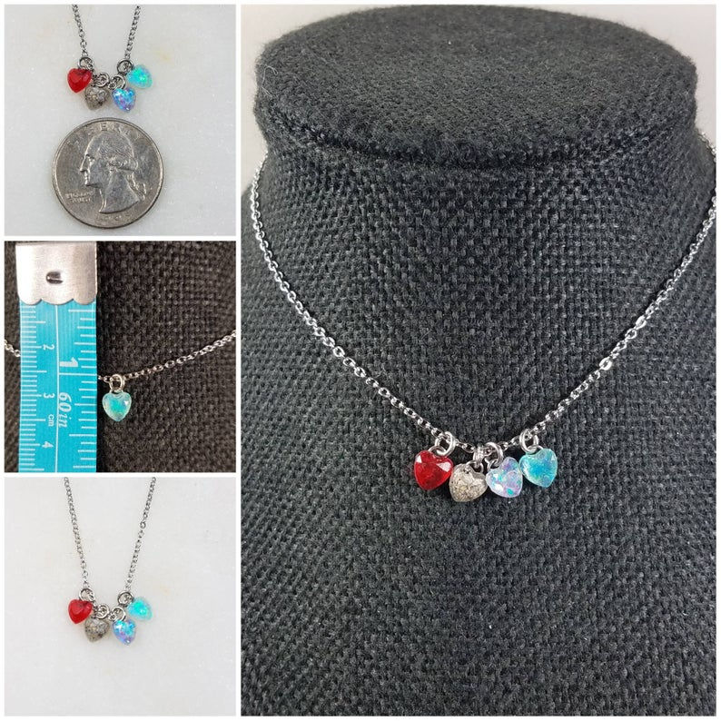 Thumbnail: Memorial Ash Faceted Tiny Heart Pendant Pendant Necklace/Cremation Memorial Jewe